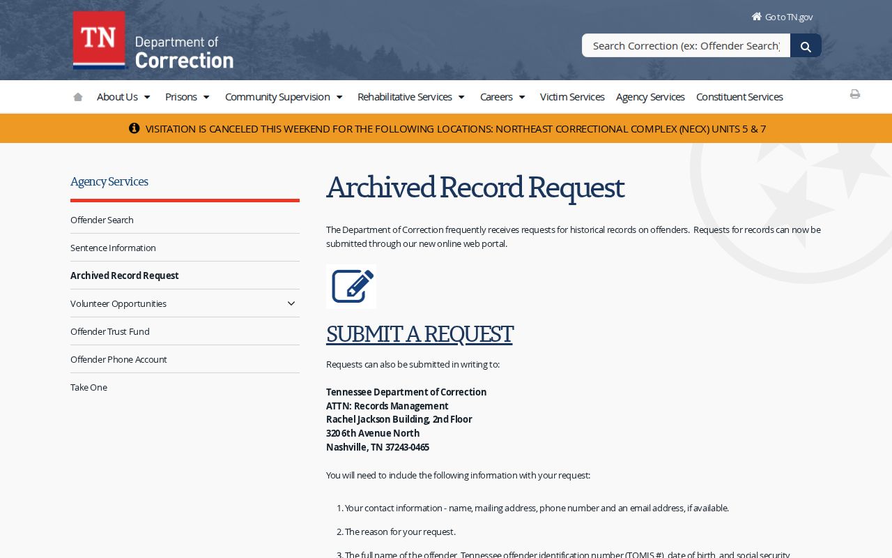 Etowah Police Department transfer follow-up through TDOC archived release records
