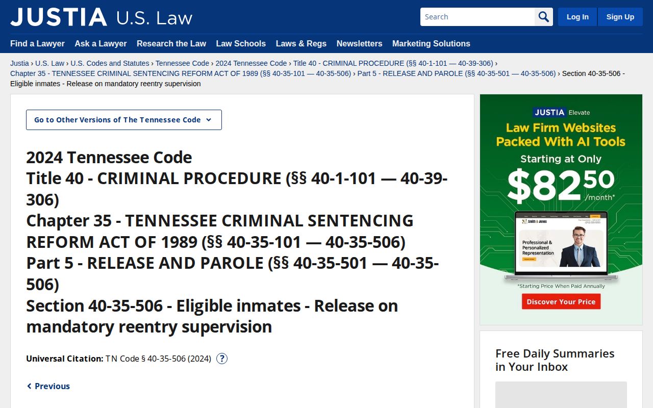 Mandatory reentry statute affecting McMinn County release date records